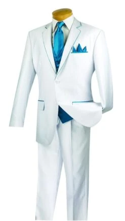 Vinci Men's 5 Piece Fashion Elegance Suit - Free Tie And Hanky 12 Vinci Men's 5 Piece Fashion Elegance Suit - Free Tie And Hanky -Stylish Men's Formal Wear 23ss 4 white turquoise copy