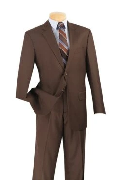 Vinci Men's 2 Piece Wool Feel Executive Suit - Solid Color 14 Vinci Men's 2 Piece Wool Feel Executive Suit - Solid Color -Stylish Men's Formal Wear 2c900 2 brown