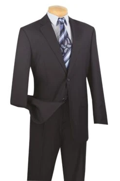 Vinci Men's 2 Piece Wool Feel Executive Suit - Solid Color 15 Vinci Men's 2 Piece Wool Feel Executive Suit - Solid Color -Stylish Men's Formal Wear 2c900 2 navy