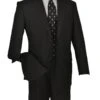 Vinci Men's 2 Piece Wool Feel Executive Suit - Extra Long Sizes -Stylish Men's Formal Wear 2tr black 2 40