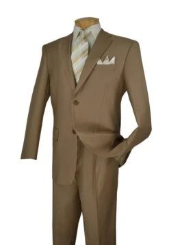 Vinci Men's 2 Piece Wool Feel Executive Suit - Extra Long Sizes 13 Vinci Men's 2 Piece Wool Feel Executive Suit - Extra Long Sizes -Stylish Men's Formal Wear 2tr khaki 2 40