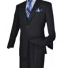Vinci Men's 2 Piece Wool Feel Executive Suit - Pure Solid -Stylish Men's Formal Wear 2tr navy 2