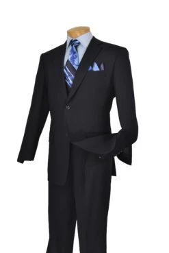 Vinci Men's 2 Piece Wool Feel Executive Suit - Pure Solid