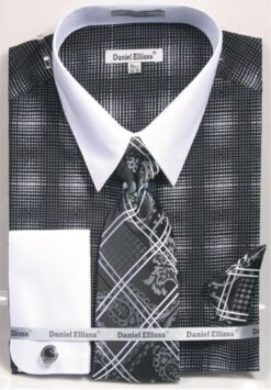 Daniel Ellissa Men's French Cuff Shirt Set - Silk Print