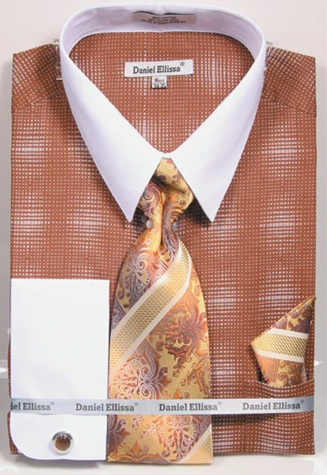 Daniel Ellissa Men's French Cuff Shirt Set - Silk Print 4 Daniel Ellissa Men's French Cuff Shirt Set - Silk Print - Image 2