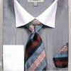 Fratello Men's French Cuff Dress Shirt Set - Textured Two Tone
