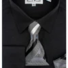 Karl Knox Men's French Cuff Shirt Set - Unique Striped Tie 2 Karl Knox Men's French Cuff Shirt Set - Unique Striped Tie -Stylish Men's Formal Wear 4445black
