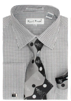 Karl Knox Men's French Cuff Shirt Set - Two Tone Wave