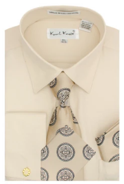 Karl Knox Men's French Cuff Shirt Set - Flower Pattern