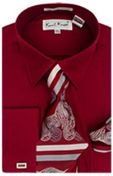 Karl Knox Men's French Cuff Shirt Set - Triple Tone Stripes
