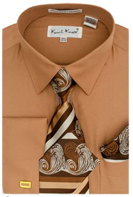 Karl Knox Men's French Cuff Shirt Set - Triple Tone Stripes 4 Karl Knox Men's French Cuff Shirt Set - Triple Tone Stripes - Image 2