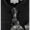 Karl Knox Men's French Cuff Shirt Set - Exciting Jacquard -Stylish Men's Formal Wear 4462black