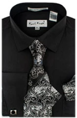 Karl Knox Men's French Cuff Shirt Set - Exciting Jacquard