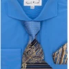 Karl Knox Men's French Cuff Shirt Set - Wide Collar -Stylish Men's Formal Wear 4467 blu 1