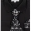 Karl Knox Men's French Cuff Shirt Set - Polka Dot -Stylish Men's Formal Wear 4469 black