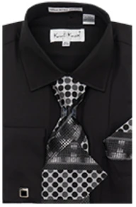 Karl Knox Men's French Cuff Shirt Set - Polka Dot