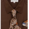 Karl Knox Men's French Cuff Shirt Set - Layered Patterns -Stylish Men's Formal Wear 4470dkbrown