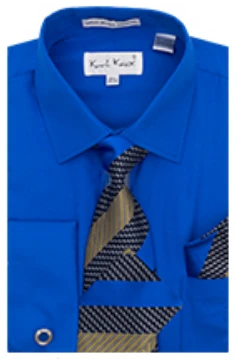 Karl Knox Men's French Cuff Shirt Set - Layered Stripes