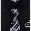 Karl Knox Men's French Cuff Shirt Set - Modern Spread Collar -Stylish Men's Formal Wear 4472black 1