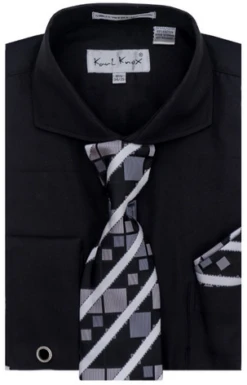 Karl Knox Men's French Cuff Shirt Set - Modern Spread Collar
