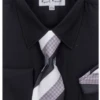 Karl Knox Men's French Cuff Shirt Set - Smooth Triple Stripe 1 Karl Knox Men's French Cuff Shirt Set - Smooth Triple Stripe -Stylish Men's Formal Wear 4473black 9