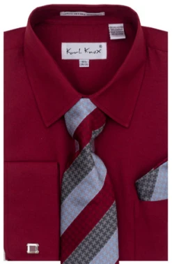 Karl Knox Men's French Cuff Shirt Set - Smooth Triple Stripe -Stylish Men's Formal Wear 4473woine 9