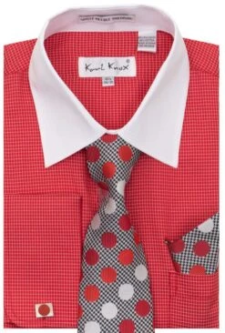 Karl Knox Men's French Cuff Shirt Set - Polkadot 13 Karl Knox Men's French Cuff Shirt Set - Polkadot -Stylish Men's Formal Wear 4481 fred opt