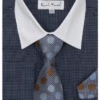 Karl Knox Men's French Cuff Shirt Set - Polkadot -Stylish Men's Formal Wear 4481 navy