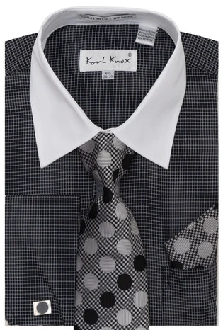 Karl Knox Men's French Cuff Shirt Set - Polkadot 4 Karl Knox Men's French Cuff Shirt Set - Polkadot - Image 2