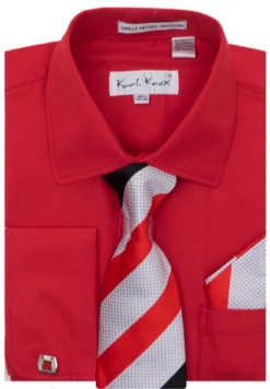Karl Knox Men's French Cuff Shirt Set - Bold Stripes