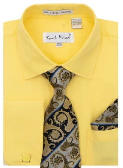Karl Knox Men's French Cuff Shirt Set - Two Tone Stripes