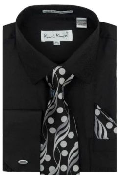 Karl Knox Men's French Cuff Shirt Set - Floral Dot