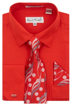 Karl Knox Men's French Cuff Shirt Set - Floral Dot -Stylish Men's Formal Wear 4486fred