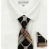 Karl Knox Men's French Cuff Shirt Set - Stylish Plaid -Stylish Men's Formal Wear 4489ivory