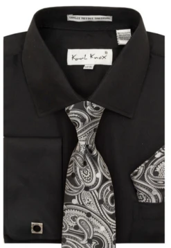 Karl Knox Men's French Cuff Shirt Set - Bold Jacquard