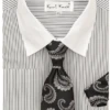 Karl Knox Men's French Cuff Shirt Set - Floral Jacquard -Stylish Men's Formal Wear 4493 black