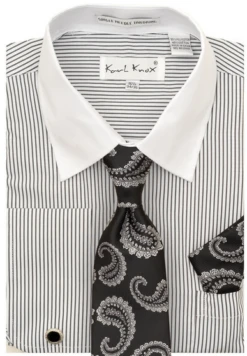 Karl Knox Men's French Cuff Shirt Set - Floral Jacquard