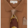 Karl Knox Men's French Cuff Shirt Set - Fashion Two Tone -Stylish Men's Formal Wear 4495 brown