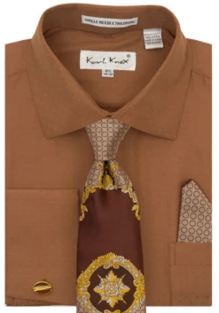 Karl Knox Men's French Cuff Shirt Set - Fashion Two Tone