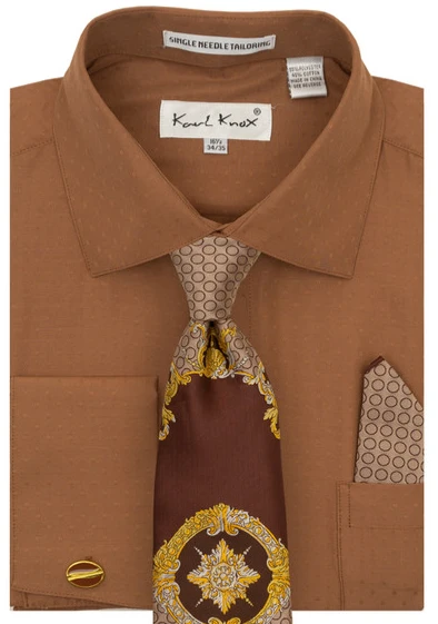 Karl Knox Men's French Cuff Shirt Set - Fashion Two Tone 3 Karl Knox Men's French Cuff Shirt Set - Fashion Two Tone