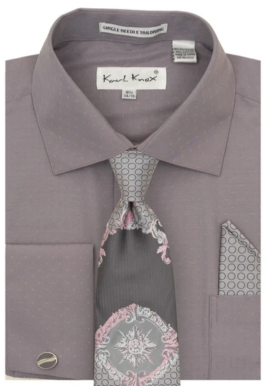 Karl Knox Men's French Cuff Shirt Set - Fashion Two Tone 4 Karl Knox Men's French Cuff Shirt Set - Fashion Two Tone - Image 2