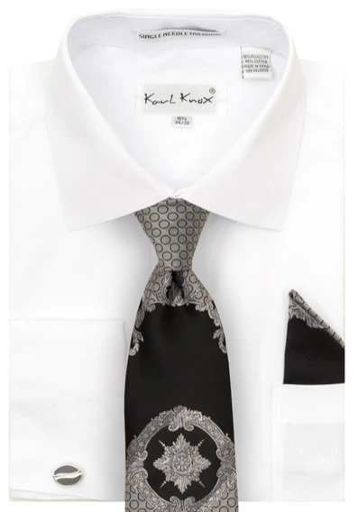 Karl Knox Men's French Cuff Shirt Set - Fashion Two Tone 7 Karl Knox Men's French Cuff Shirt Set - Fashion Two Tone - Image 5