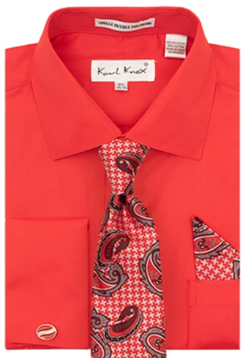 Karl Knox Men's French Cuff Shirt Set - X-Pattern 5 Karl Knox Men's French Cuff Shirt Set - X-Pattern - Image 3