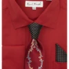 Karl Knox Men's French Cuff Shirt Set - Thorn Pattern -Stylish Men's Formal Wear 4507 burgundy