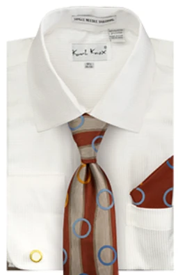 Karl Knox Men's French Cuff Shirt Set - Circle Stripe 3 Karl Knox Men's French Cuff Shirt Set - Circle Stripe
