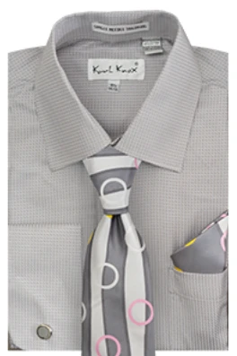Karl Knox Men's French Cuff Shirt Set - Circle Stripe 5 Karl Knox Men's French Cuff Shirt Set - Circle Stripe - Image 3