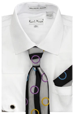 Karl Knox Men's French Cuff Shirt Set - Circle Stripe 7 Karl Knox Men's French Cuff Shirt Set - Circle Stripe - Image 5