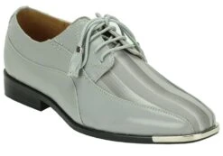 Roberto Chillini Men's Striped Satin Dress Shoes - Stylish Silver Tip -Stylish Men's Formal Wear 4925 gray 10 1