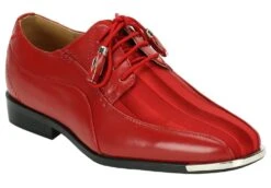 Roberto Chillini Men's Striped Satin Dress Shoes - Stylish Silver Tip -Stylish Men's Formal Wear 4925 red 10 1