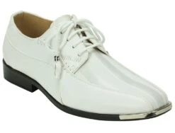 Roberto Chillini Men's Striped Satin Dress Shoes - Stylish Silver Tip
